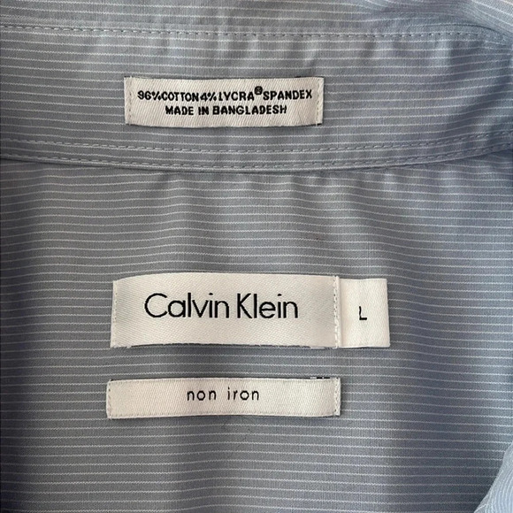 Men's Calvin Klein Non-Iron Striped Long Sleeve Button-Front Shirt Size Large - Picture 3 of 5